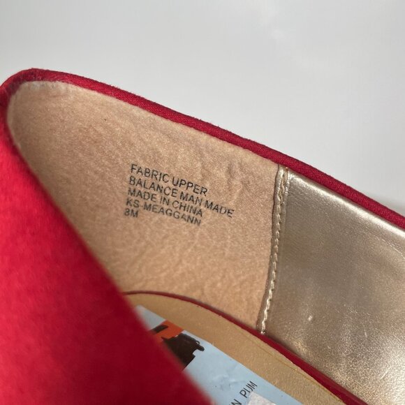 Karen Scott Red Faux Suede Pointed Toe Kitten Heel Pumps Soft Step Sz 8 - Picture 8 of 11
